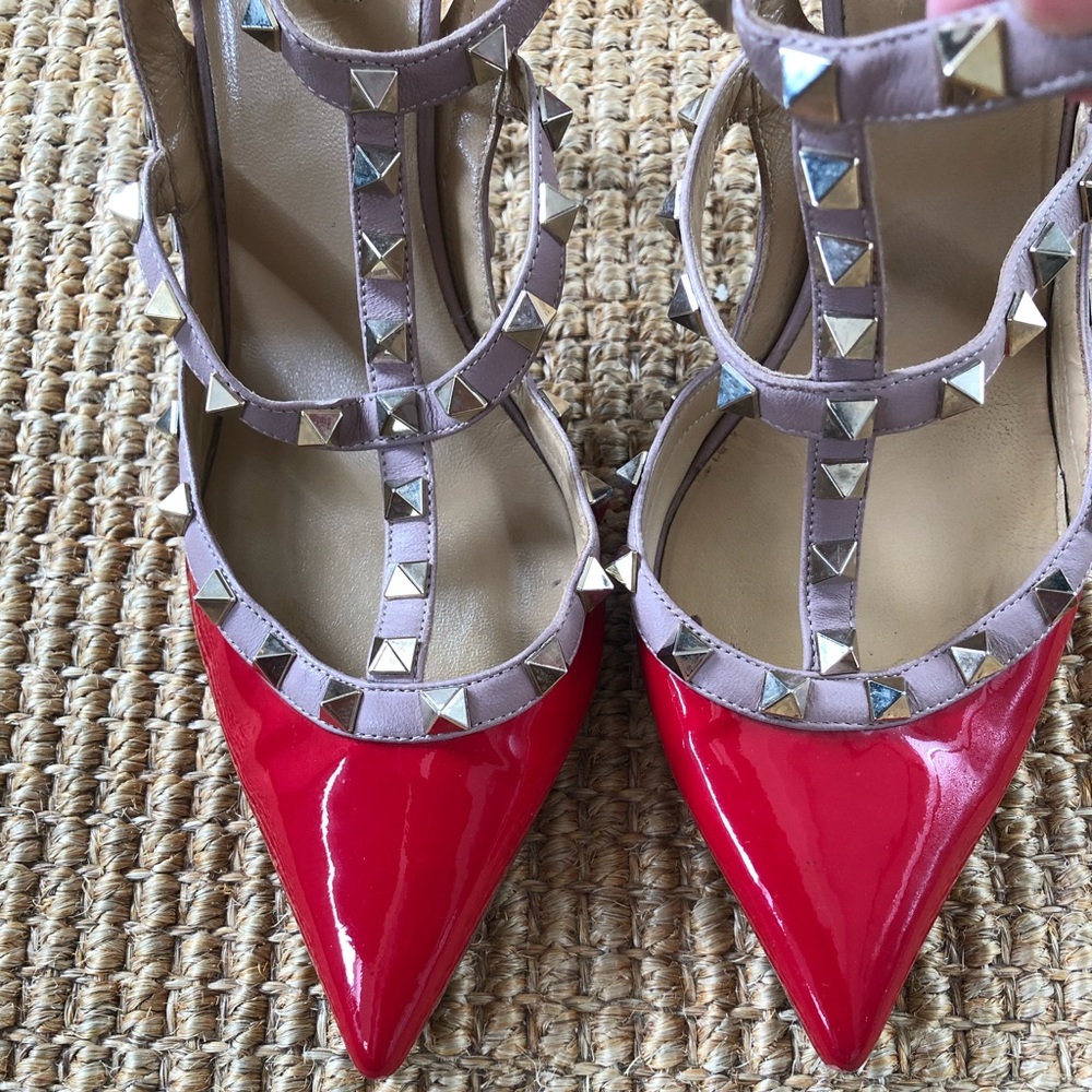 Red Valentino Rockstud Heels 40 - Picture 2 of 7